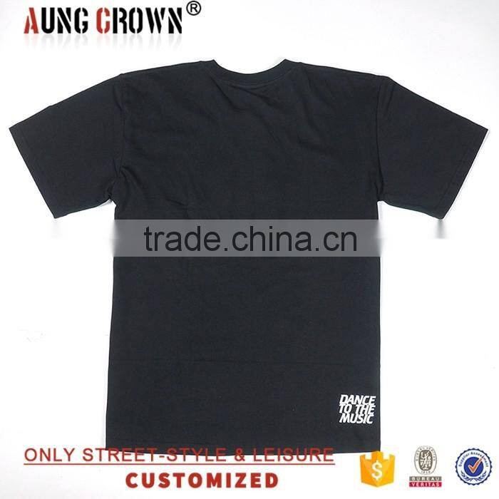 Short Sleeve Black Wholesale Printed T shirts With Custom Logo