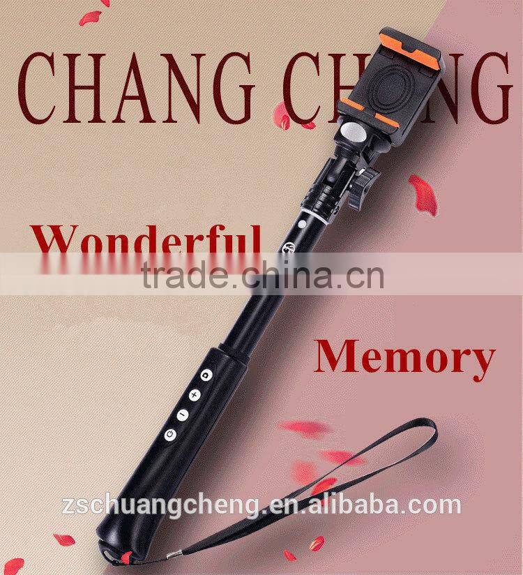 2016 new style aluminum tube selfie stick the best choice for gift monopod with bluetooth built in