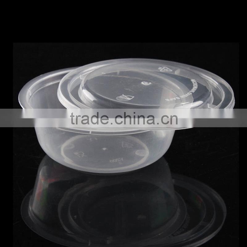 Disposable plastic food container round bowl 200ml soup container with lid