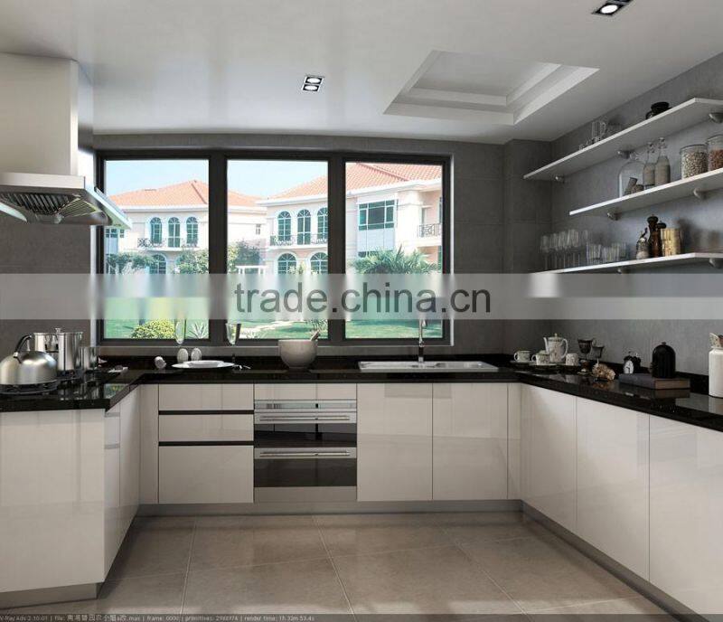 Factory price Customized high gloss white kitchen cabinet design