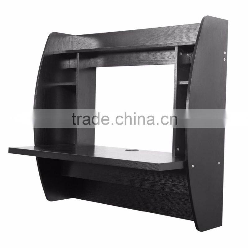 Wood Wall Mounted Floating Desk with Storage-Black