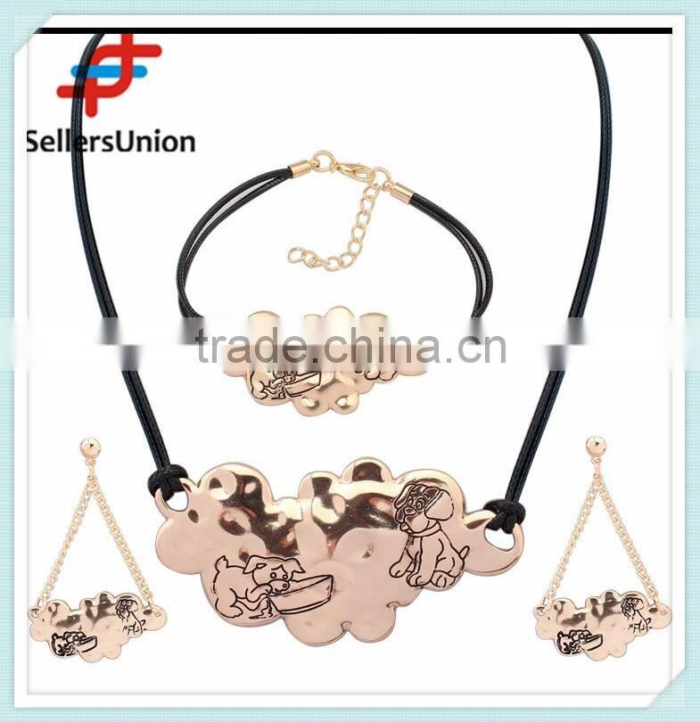 No.1 yiwu & ningbo exporting commission agent wanted leather chain new design necklace and bracelet set with earrings
