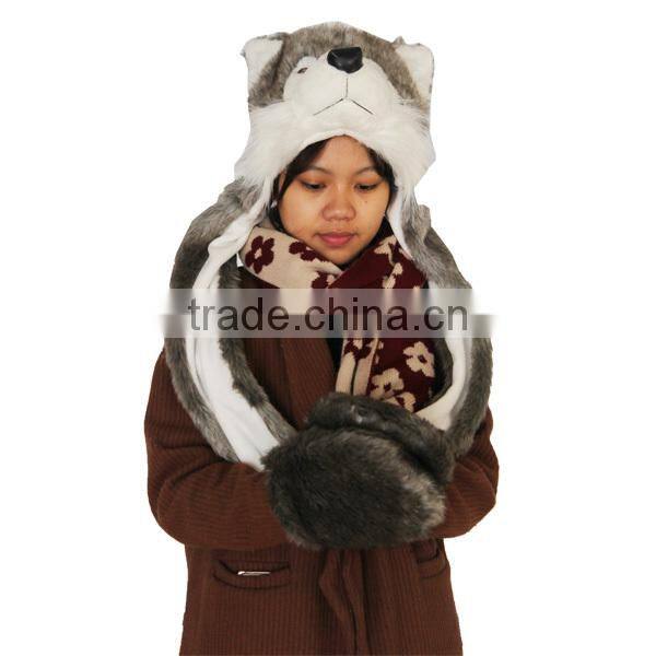 2015 husky hat /plush animal hat/husky animal hat with LED Light