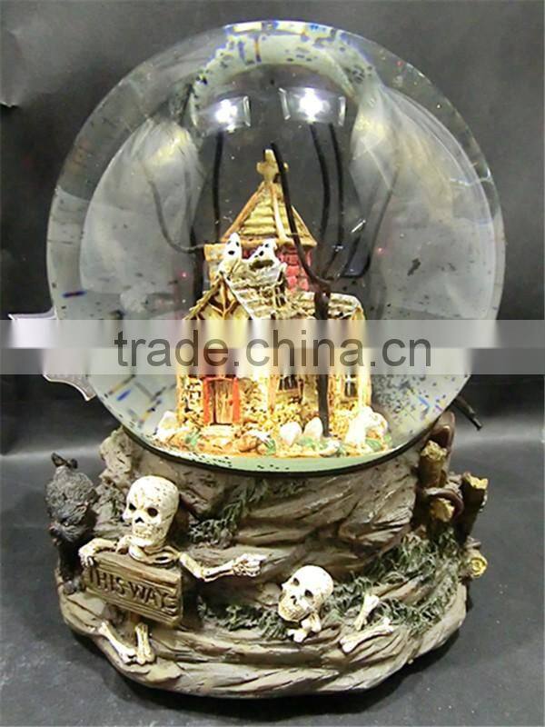Novelty Halloween Resin Musical Snow Globe