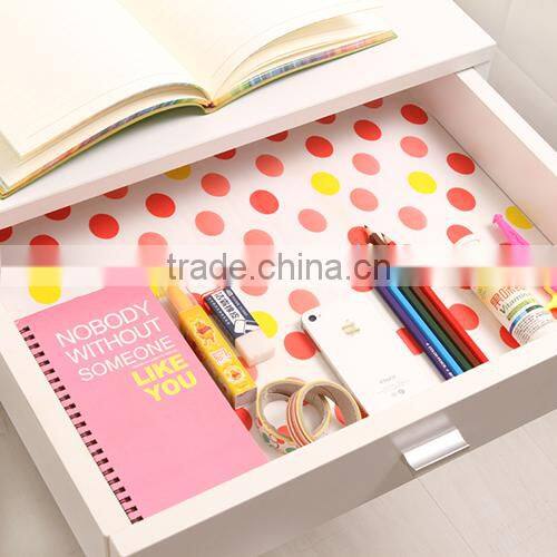 34*300 cm DIY size self-adhesive waterproof mat roll for drawer and cabinet-red dots printed