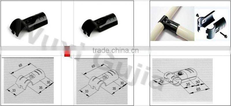 dia 28mm T shape two ways pipe metal joint for lean pipe in pipe rack system