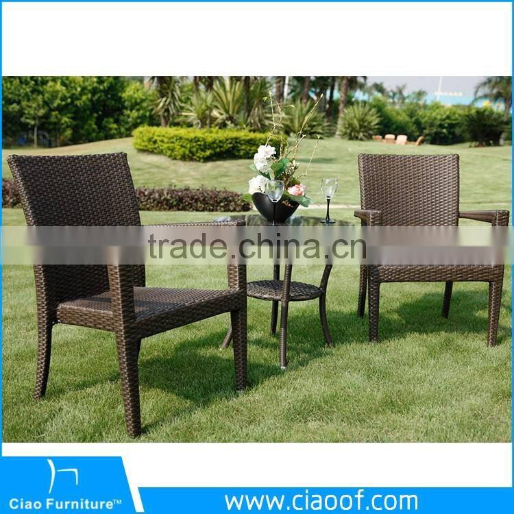 Factory Bottom Price 3-Piece Wicker Rattan Furniture Set With Cushions