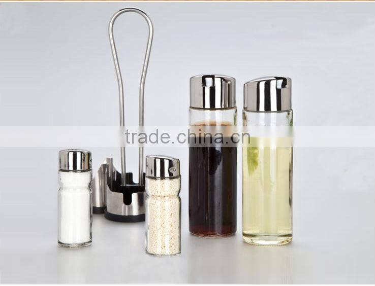 4pcs stainless steel spice jar with holder kitchenware