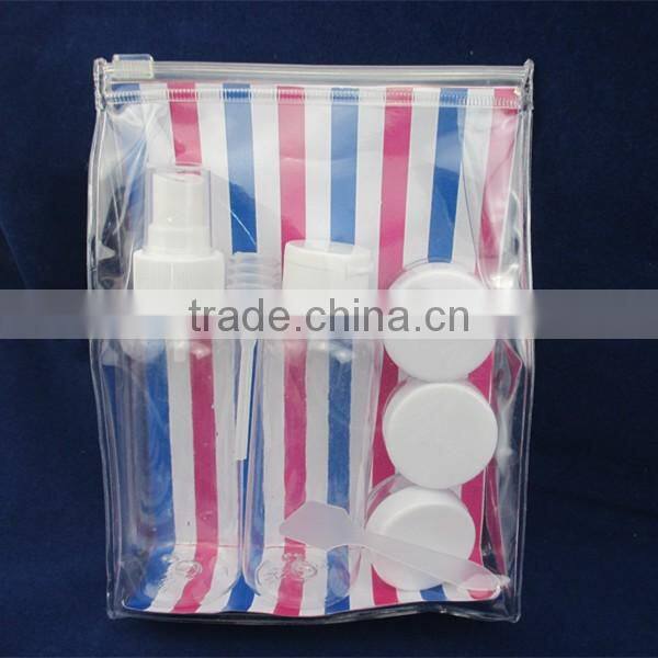 7pcs plastic transparent travel bottle set for women bottle container travel bottle kit