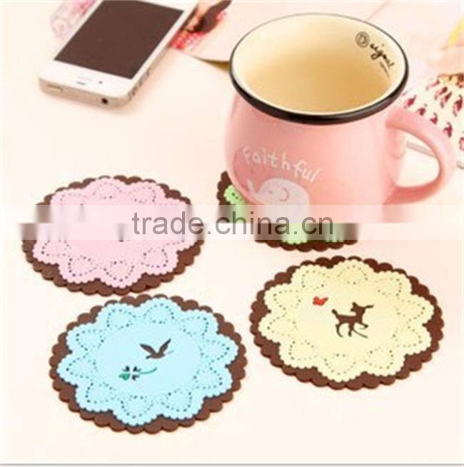 14071811 fancy silicone coaster rubber cup mat