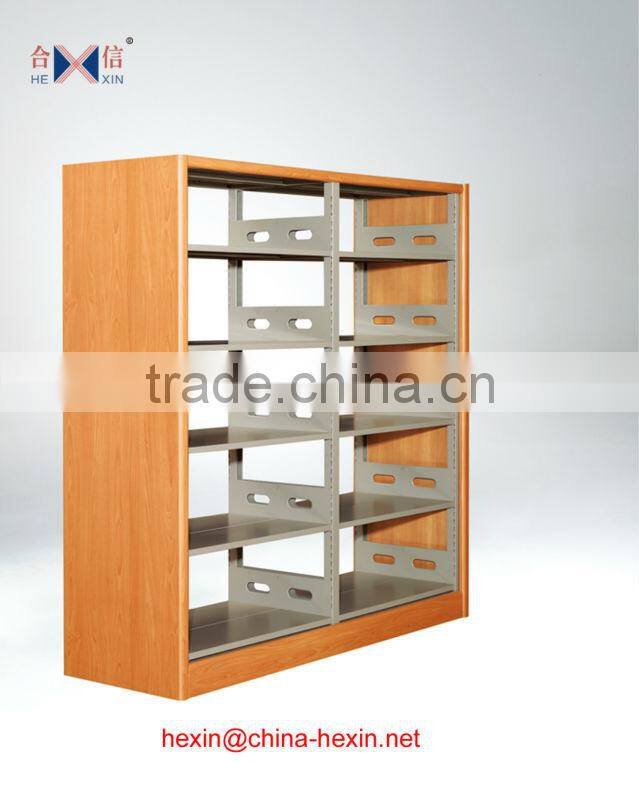 New style steel and wood library furniture,modern public office bookshelf,bookcase,book rack