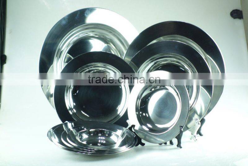 round plate stainless steel buffet trays with multi size