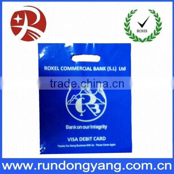 Fashion Beautiful Blue Plastic Shopping Bag With Die Cut Bag