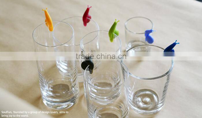 Funny Snail Shape Food Grade Silicone Clip Drinking Glass Cup Markers for Party