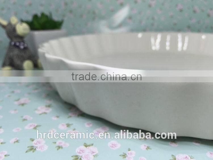 Stocked high quality round beautiful porcelain plate ceramic soup dish