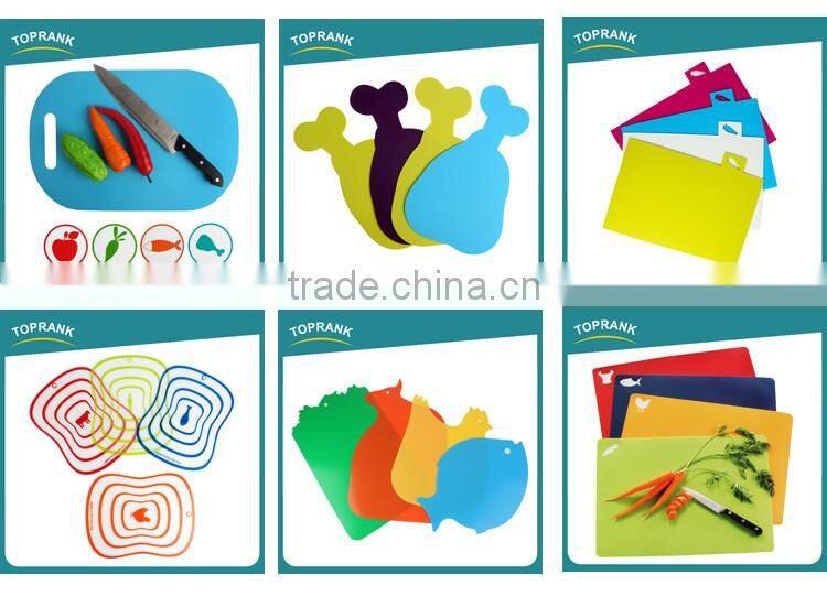 Toprank High Quality Pear Shaped Color Coded Chopping Board Flexible Plastic Cutting Mat Set Thin Vegetable Cutting Board