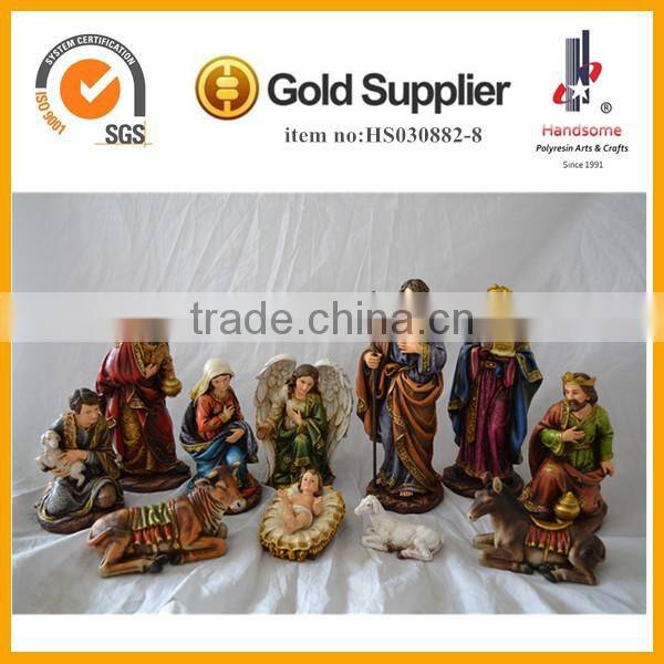fashion color resin 12 inch antique christmas nativity sets