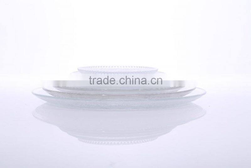 Set 7 Clear Round Flat Glass Decorative Dish Plate