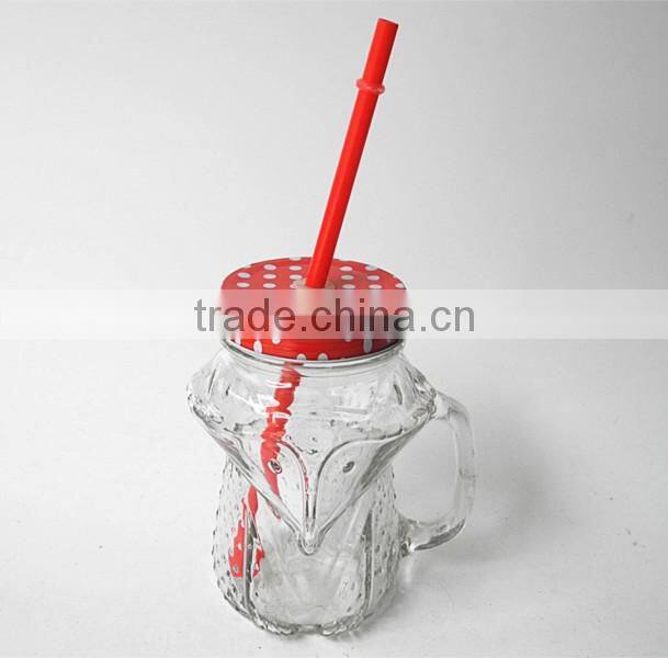 cheap recycled bulb juice fox shape glass mason mug