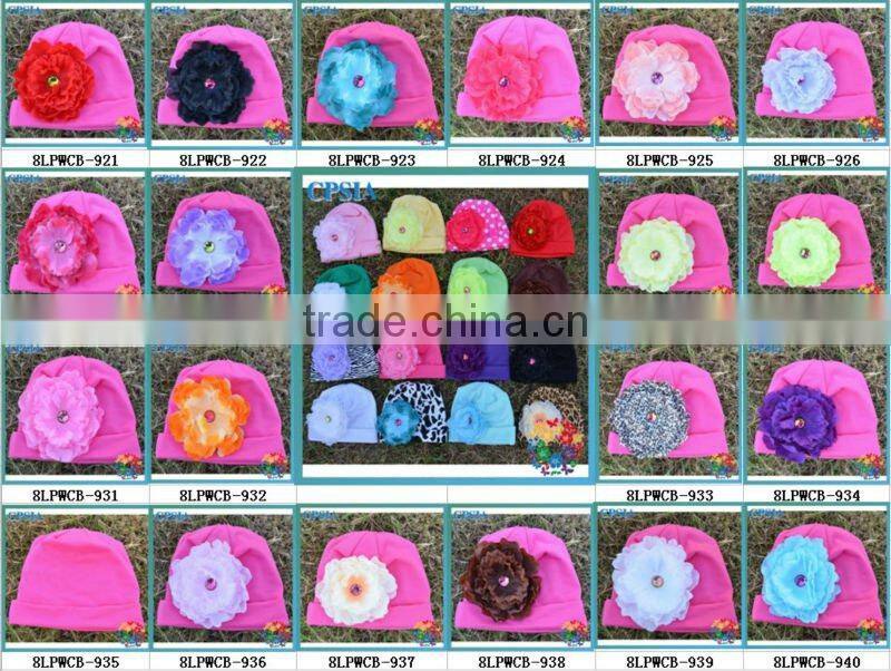 wholesale photo props Toddler Cotton knit beanie with peony flower