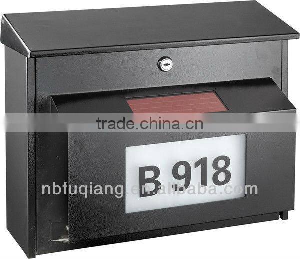 FQ-195 Metal solar power house numbers mailbox with two choice of LED light color solar power address number light