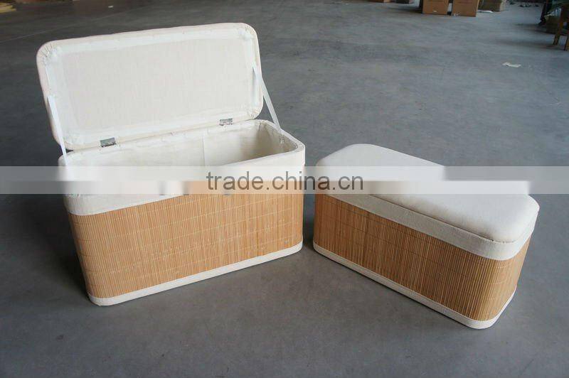 flodable hand made bamboo furniture storage seat boxes & bins