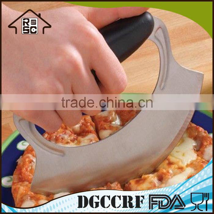 Rock-n-Chop Stainless Steel Pizza Vegetable Cutter with Silicone Handle