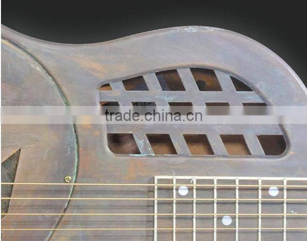 Ancient finish copper alloy body tri-cone resonator guitar