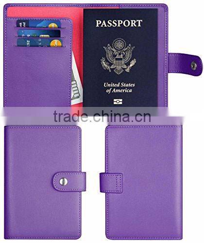 Customized Personalized black grain leather passport holder with card slot