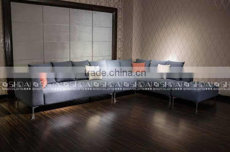 Sofa sectional modular blue fabric living room L shape right chaise G1118