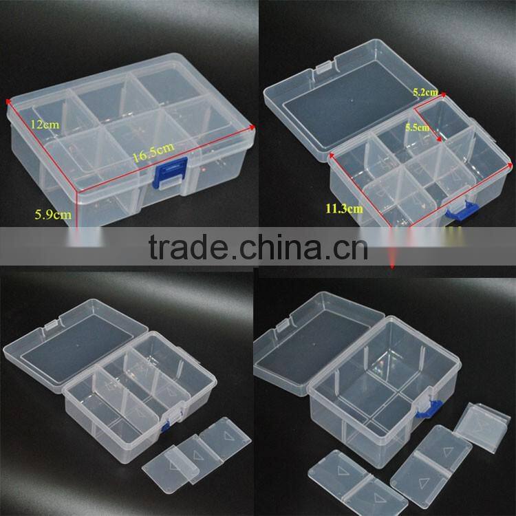 6 Compartments Clear PP Plastic DIY Divider Beads box Electronic Components Storage Bin box