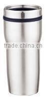 450ml stainless steel inner plastic outer steel vacuum cup/auto mug/Travel mugs with TPR handle