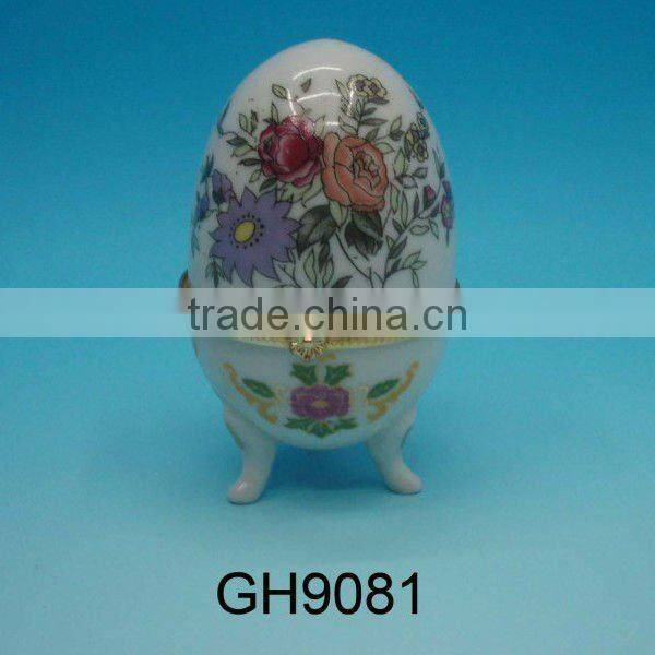 egg shaped ceramic jewelry case