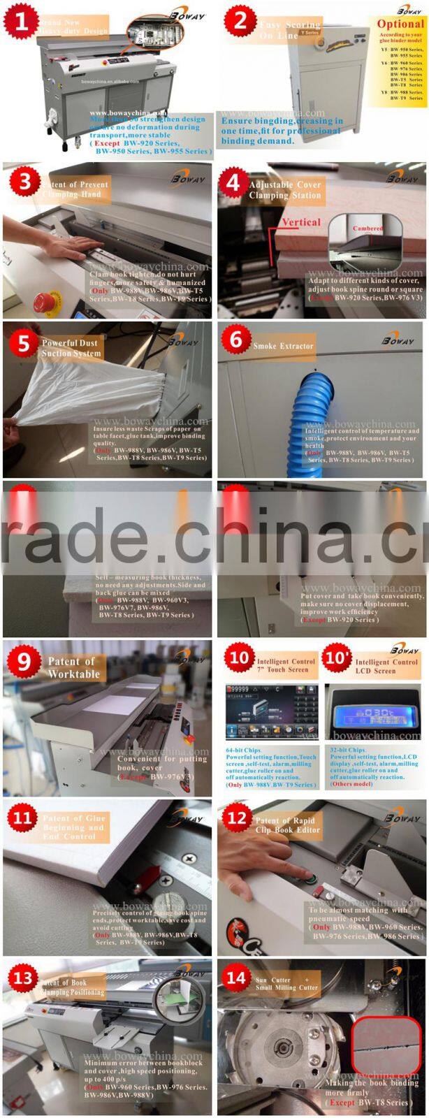 20 year manufacturer Boway New 976V7 perfect glue auto clmaping book printing plant bind machine