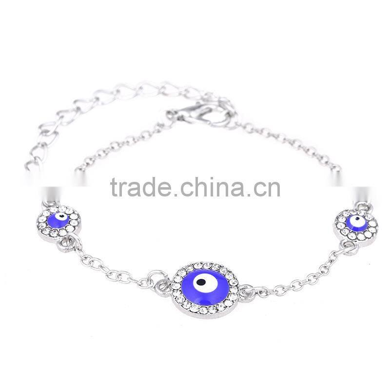round rhinestone evil eye bracelet gold chain bracelet