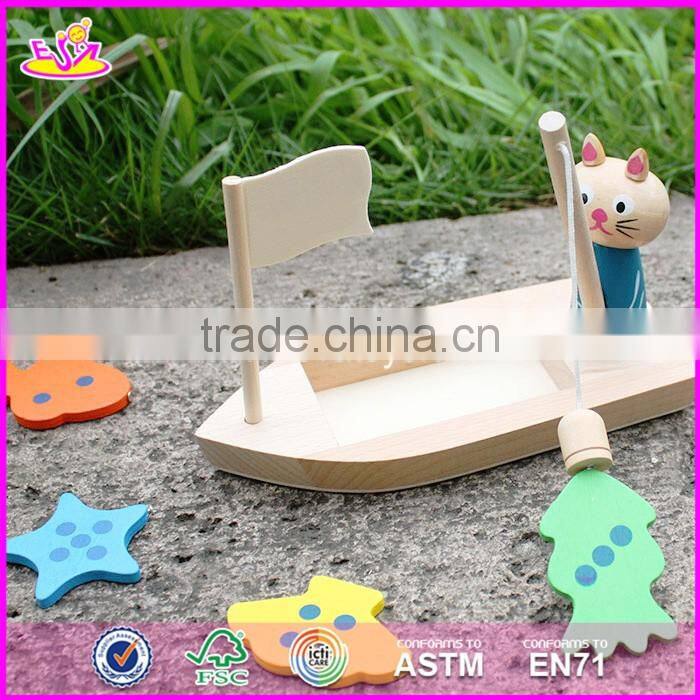 2016 new design kids wooden cat fishing toy W01B029