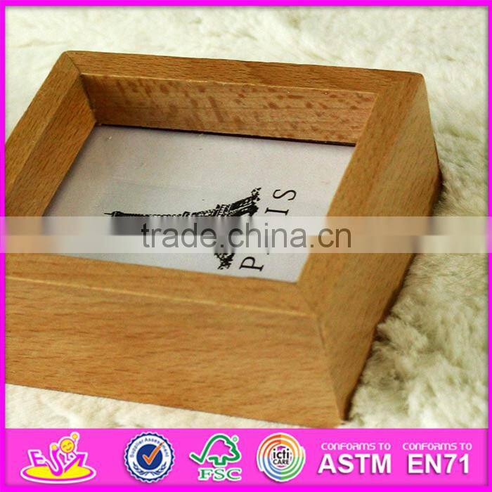 2016 hot sale baby wooden mini photo frame, most popular kids wooden mini photo frame W09A054