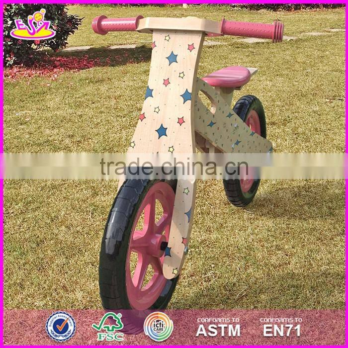2017 Best design original work lovely wooden balance bicycles for kids W16C177