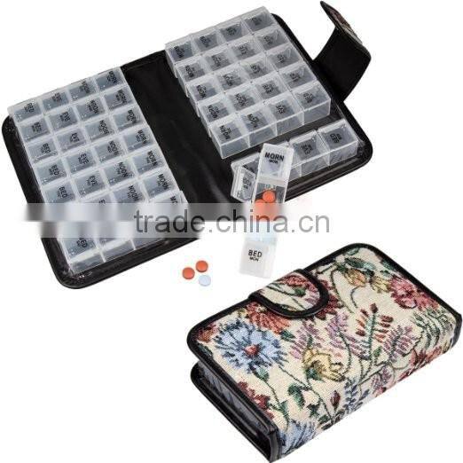 Easy Open 14 Day Travel Pill Box Prescription & Medication Organizer with Pill Case