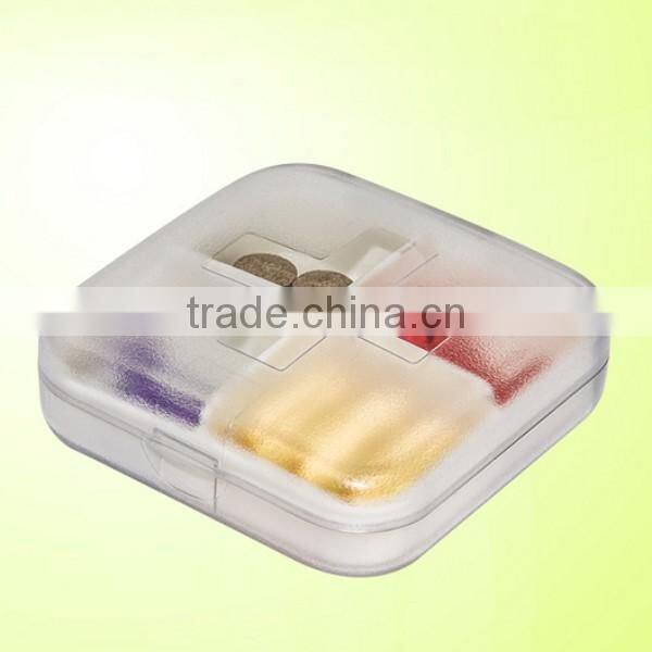 custom promotional 4 compartment medicine storage case PP plastic pill storage box supplier in China,plastic pill box supllier