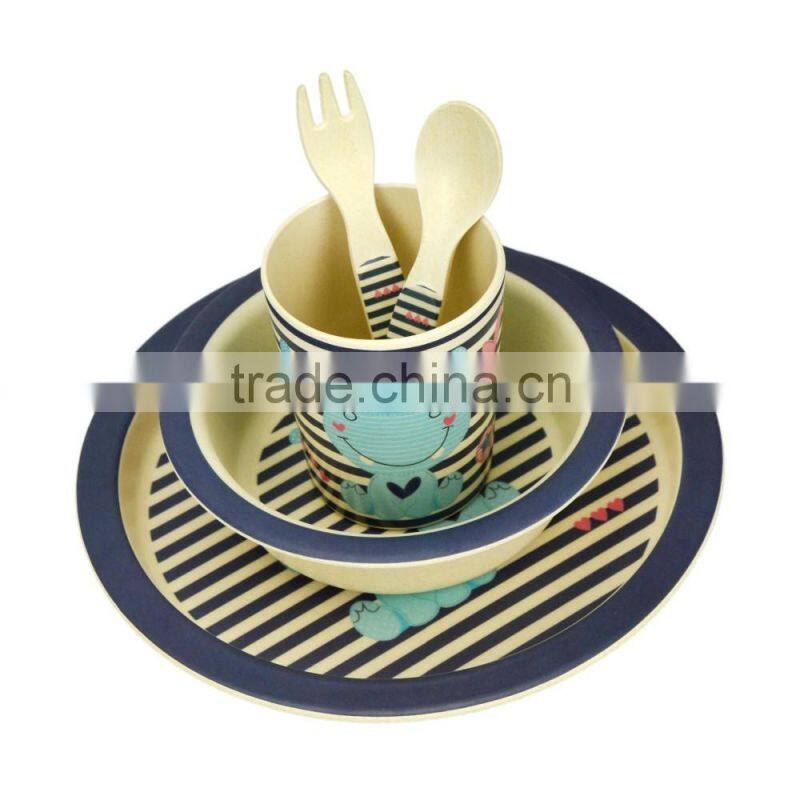 Wholesale Dishes Plate Set For Baby Kids Bamboo Fiber Dining Plate Set