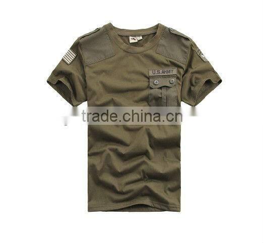 2014 Round neck Men's Summer Comfortable Casual Short army T-shirt