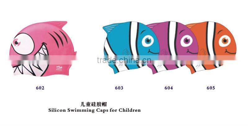 Fashion silicone children swimming goggles and caps