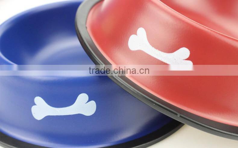 Pet Bowls & Feeder Type Stainless Steel Anti Skid Dog Bowl with bone design