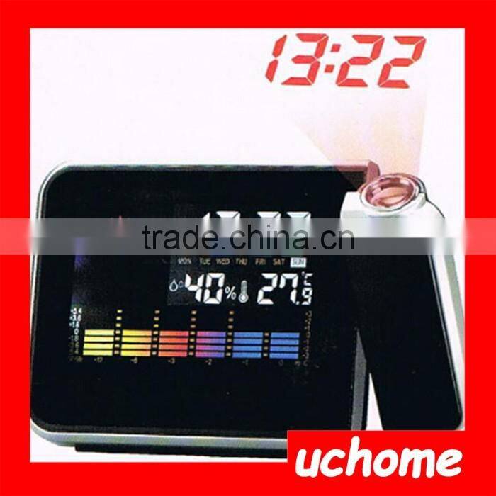 UCHOME Digital Color LCD Display LED Projection Alarm Clock with Weather Station / Temperature / Humidity
