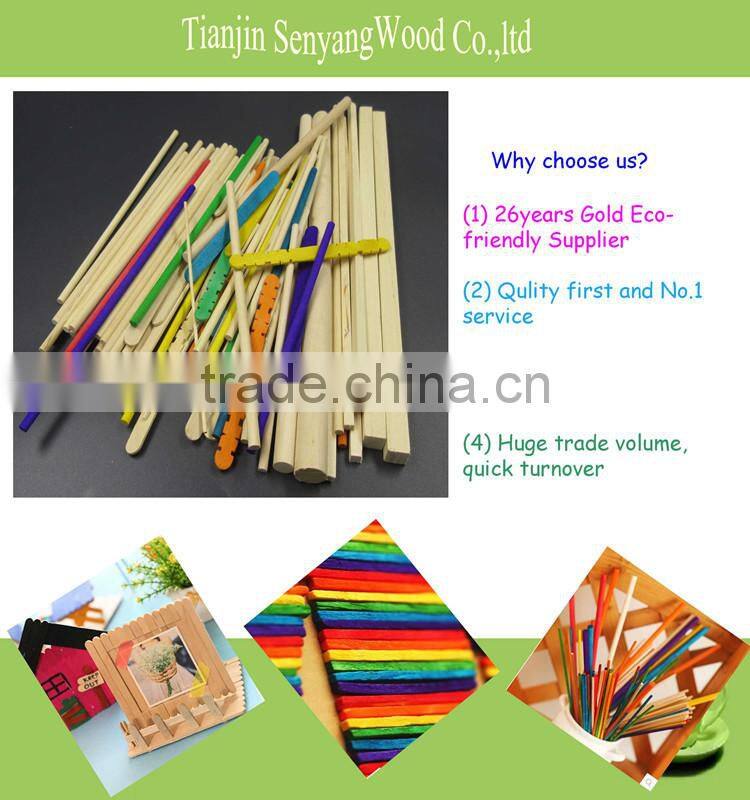 DIY toys white colorful round flat bamboo wooden craft sticks