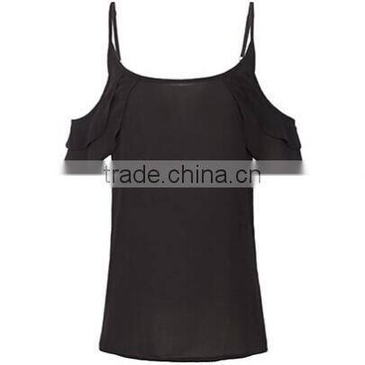 Woman Blouses Sexy Sleeveless Chiffon Ruffle Plus Size Ladies Blouses Casual Tops Clothing 2015 New Summer 4 Colors