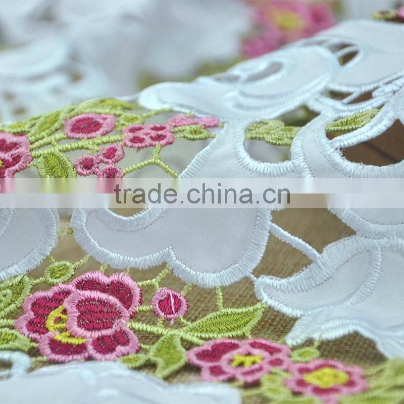 laser embroidered floral applique voile lace fabric