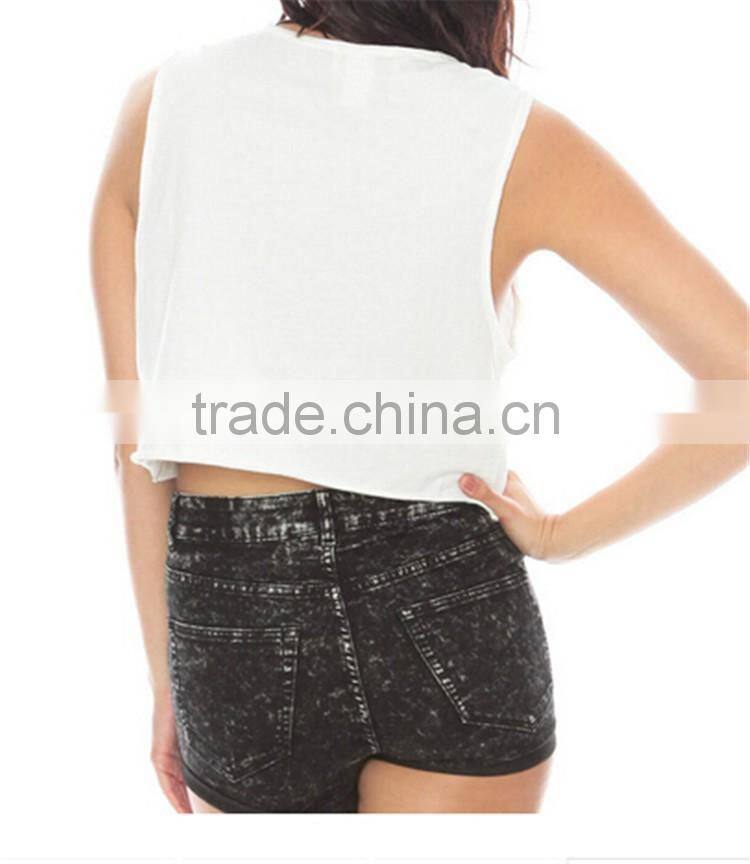 Simple Neck Designs For Ladies Top Graphic Print Wholesale Plain White Crop Tops