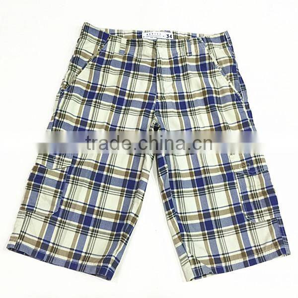 2015 New Check Style Men Wash Short Readymade Garments Stock Lot
